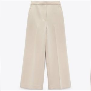 Zara, cream culottes cropped wide leg pants size XL